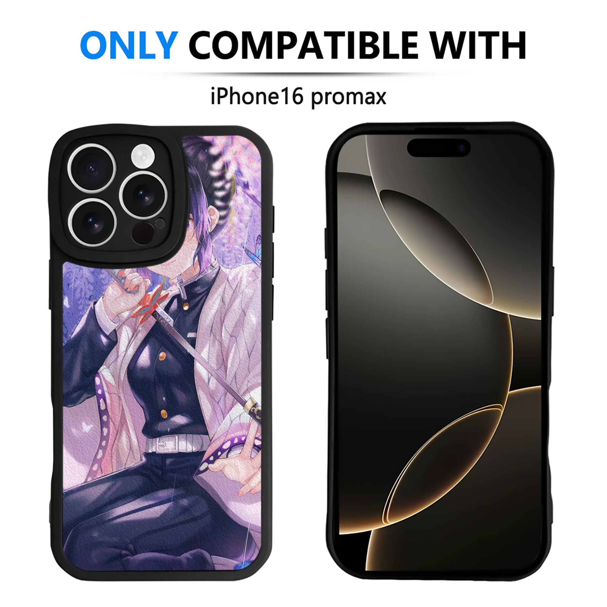 （画像用） 鬼滅の刃（きめつのやいば）蟲柱-胡蝶 しのぶ／こちょう しのぶ Kochou Shinobu 【iPhone 16シリーズ対応】シリコンスマホケース（レザー調） 材質：シリコン